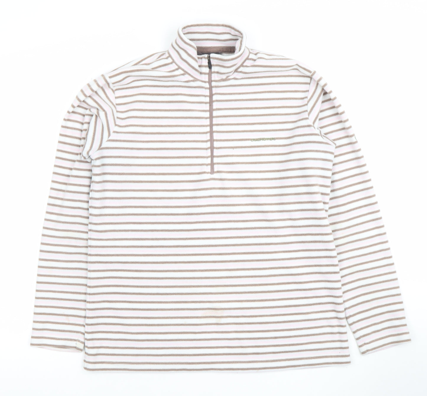 Craghoppers Women’s Beige Stripe Fleece Pullover Sweatshirt UK 12