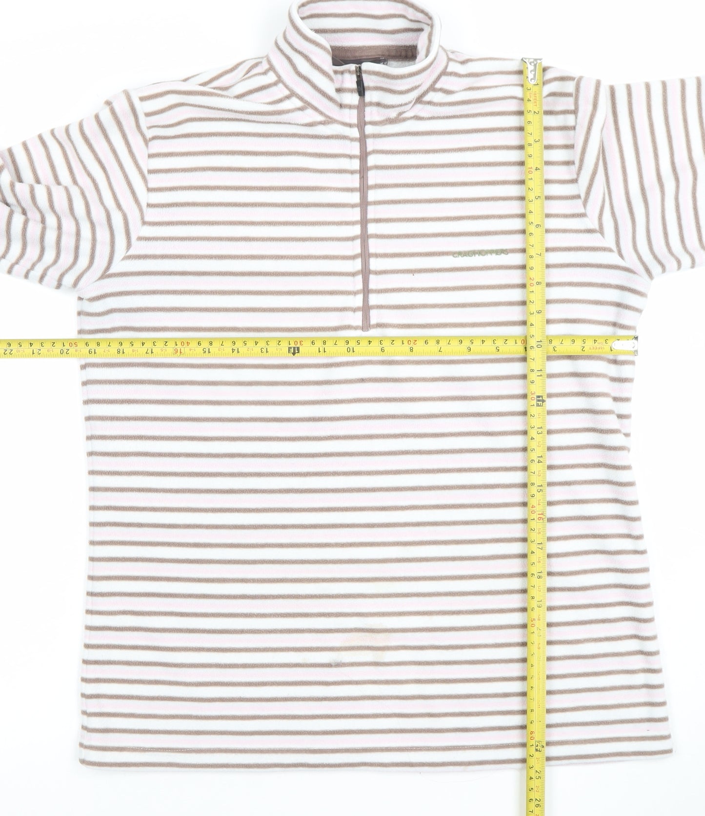 Craghoppers Women’s Beige Stripe Fleece Pullover Sweatshirt UK 12