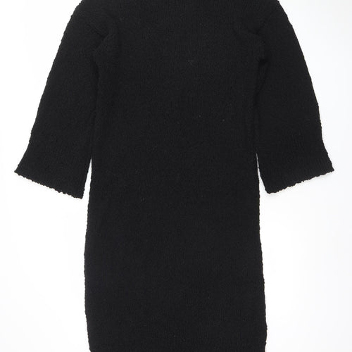 H&M Women's Black XS Knit Jumper Dress Half Sleeve Crew Neck
