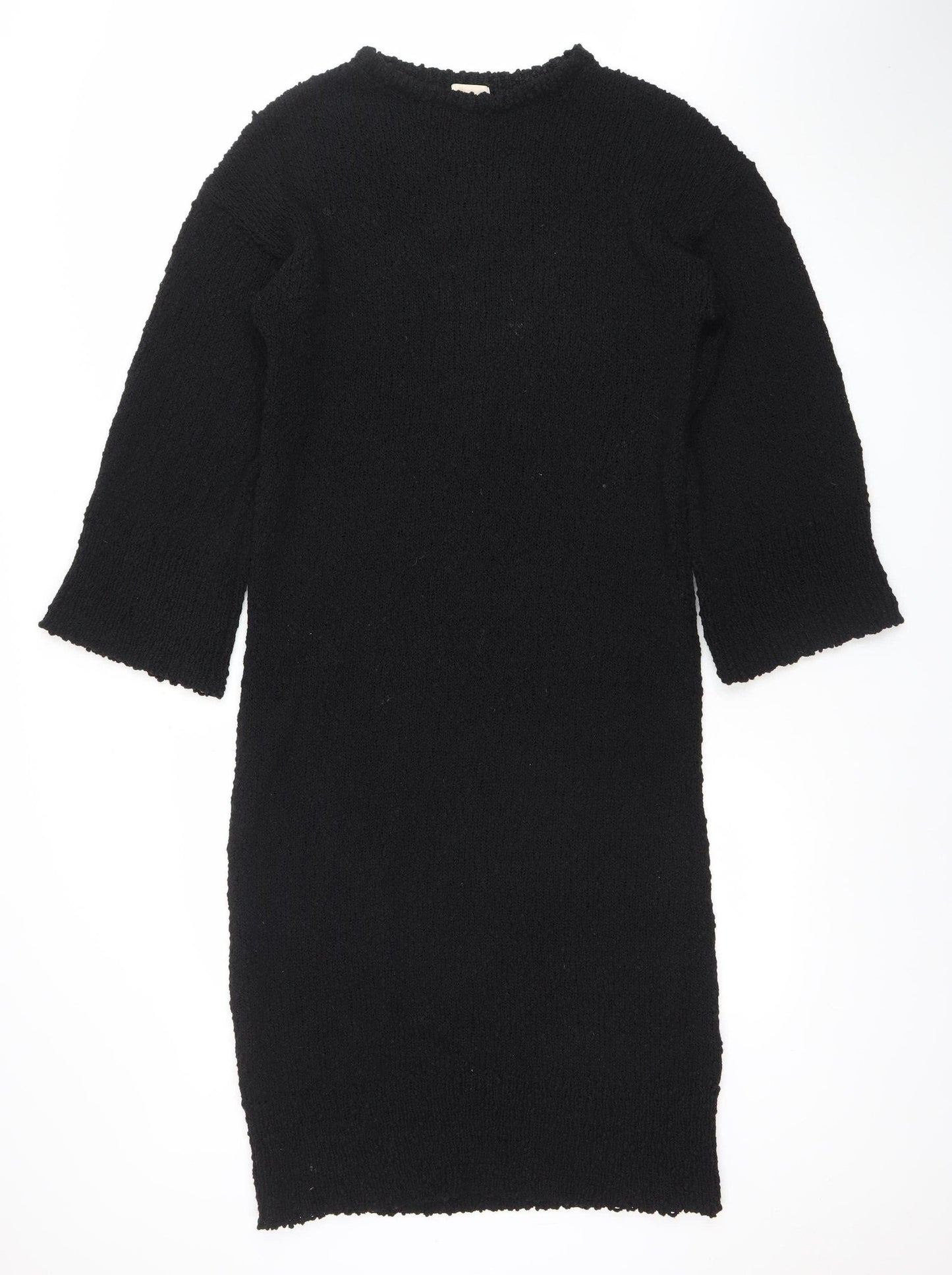 H&M Women's Black XS Knit Jumper Dress Half Sleeve Crew Neck