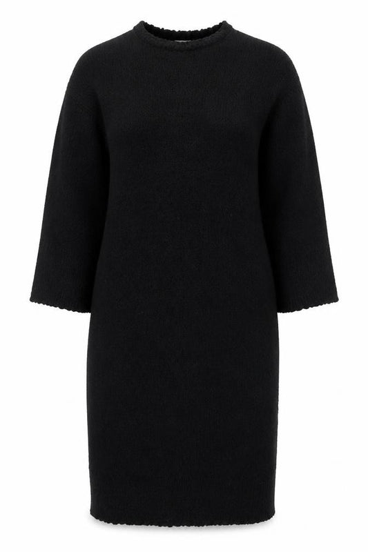 Front view of H&M Women's Black XS Knit Jumper Dress Half Sleeve Crew Neck
