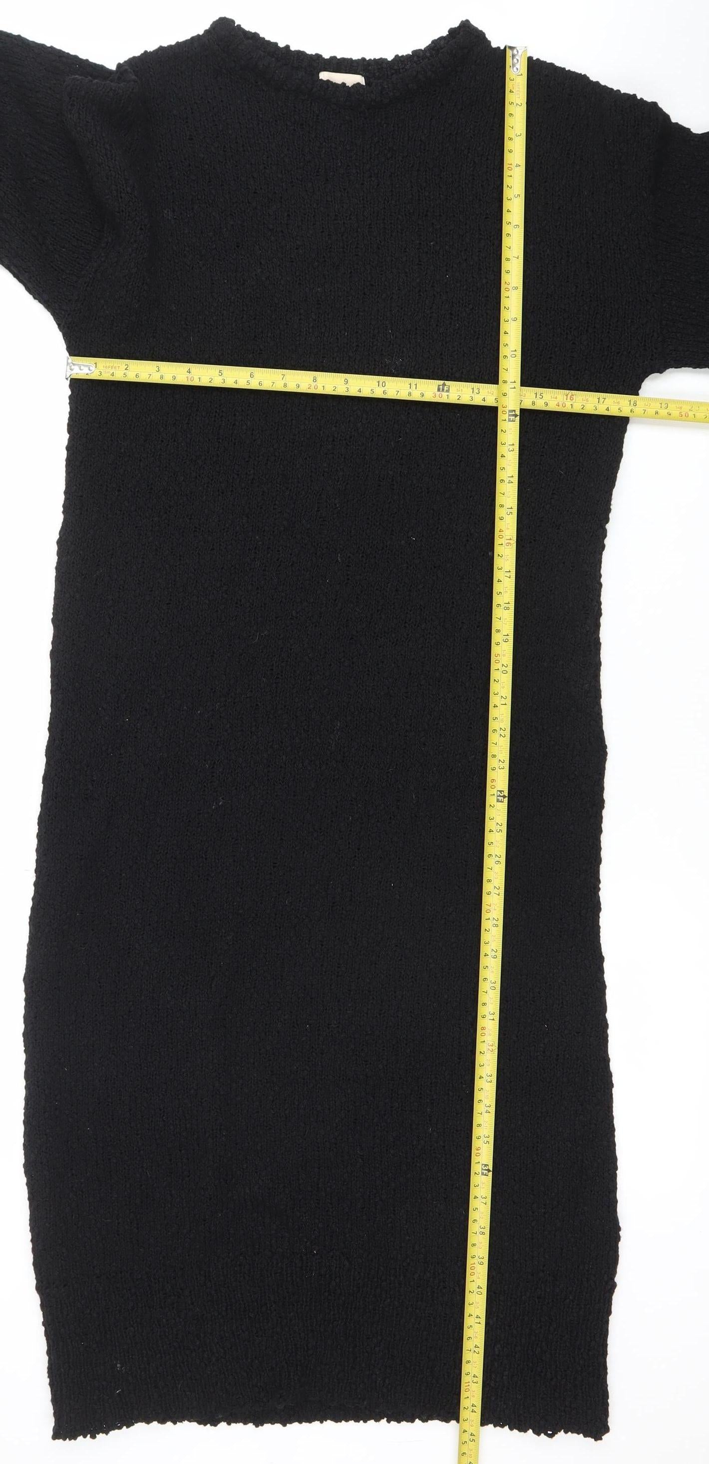 H&M Women's Black XS Knit Jumper Dress Half Sleeve Crew Neck