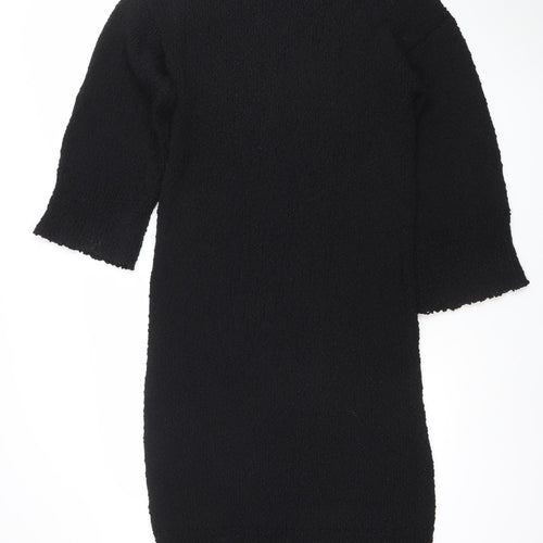 H&M Women's Black XS Knit Jumper Dress Half Sleeve Crew Neck