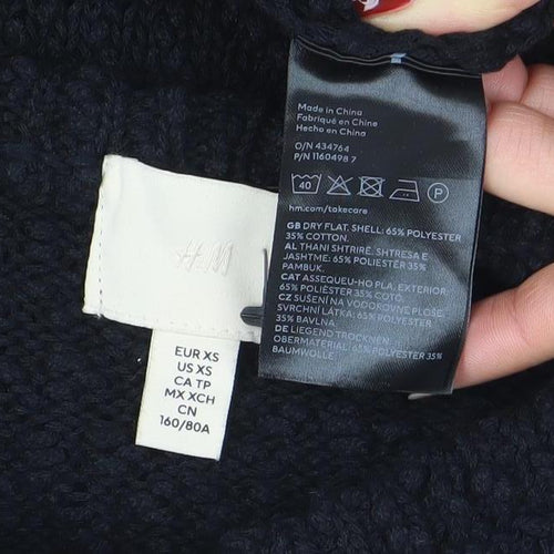 H&M Women's Black XS Knit Jumper Dress Half Sleeve Crew Neck