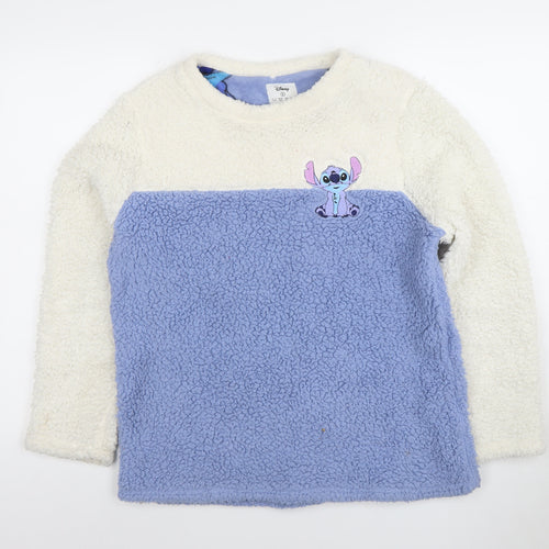 Disney Women Blue Fleece Stitch Long Sleeve Pyjama Top S