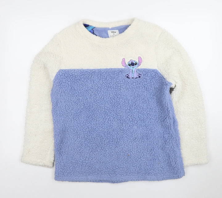 Disney Women Blue Fleece Stitch Long Sleeve Pyjama Top S