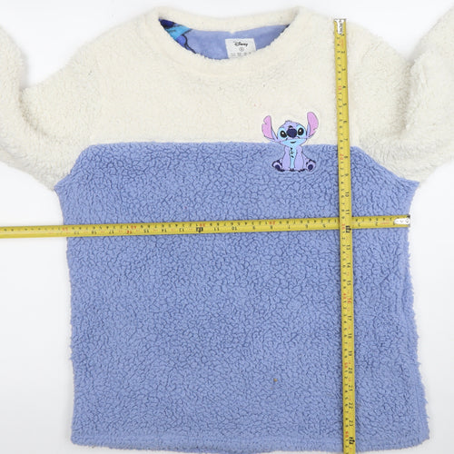 Disney Women Blue Fleece Stitch Long Sleeve Pyjama Top S