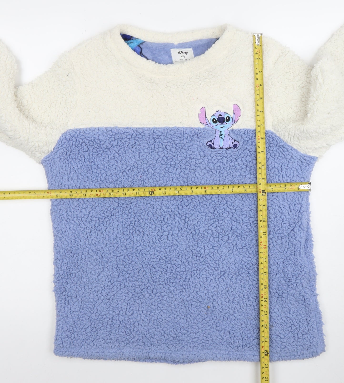 Disney Women Blue Fleece Stitch Long Sleeve Pyjama Top S