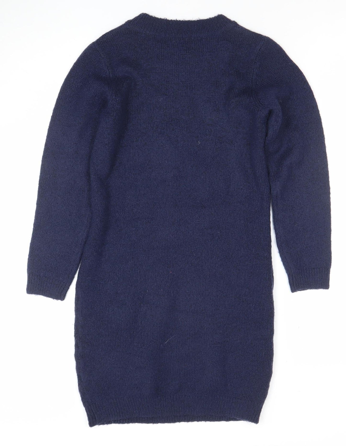 M&Co Girls Blue Sequin Star Long Sleeve Sweater Dress 8-9 Years