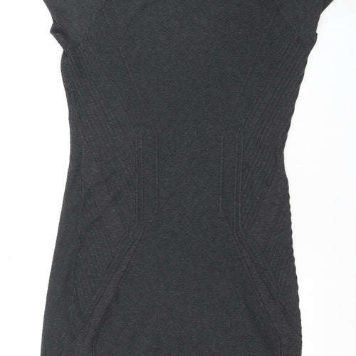 H&M Women Black XS Bodycon Short Sleeve Knit Dress