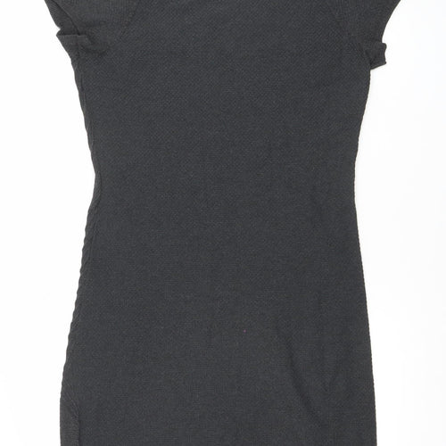 H&M Women Black XS Bodycon Short Sleeve Knit Dress