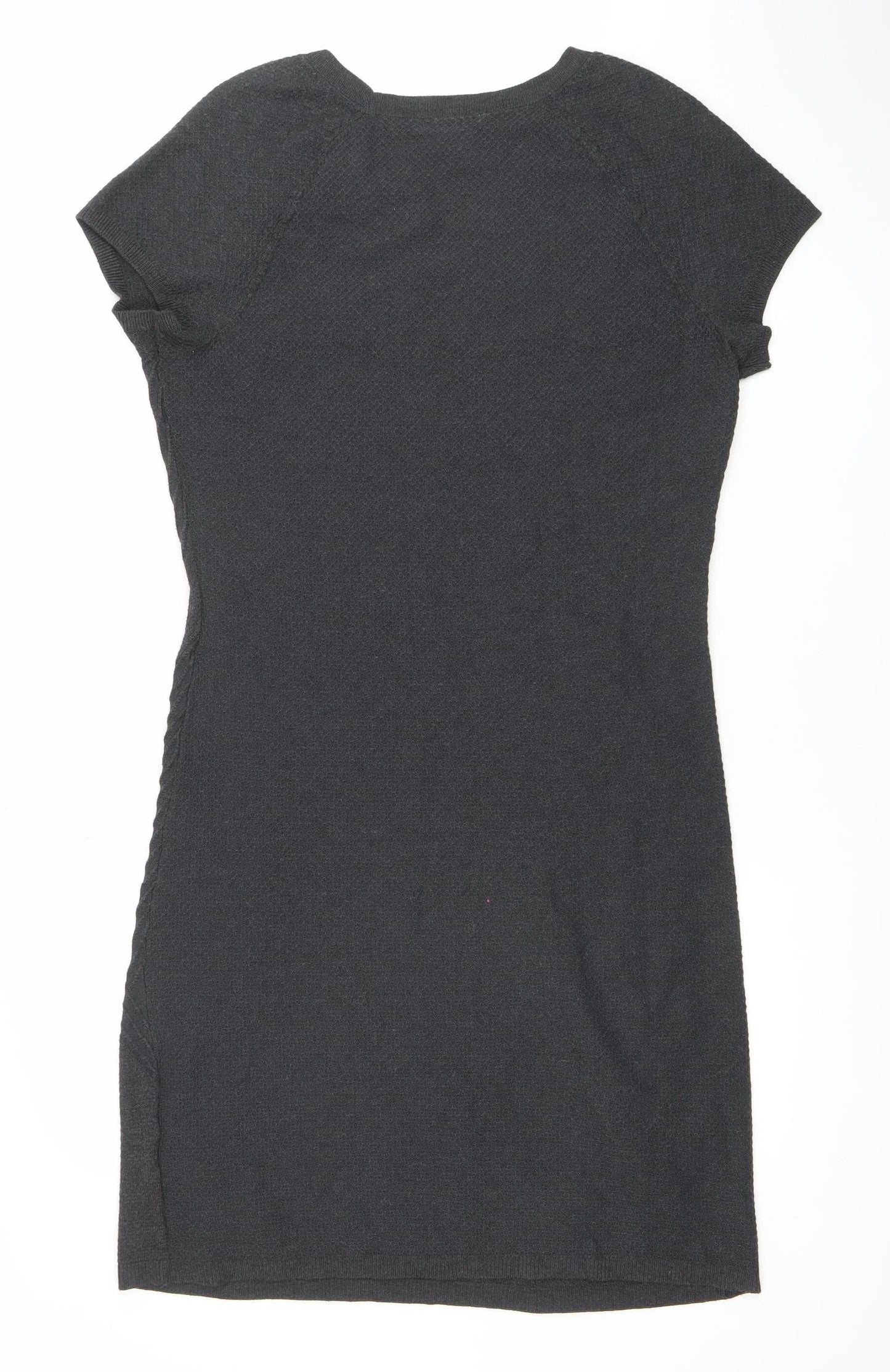 H&M Women Black XS Bodycon Short Sleeve Knit Dress