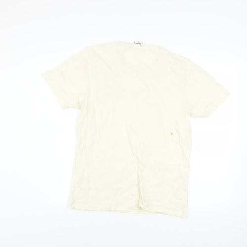 Diesel Men’s Ivory Cotton Logo T-Shirt Size M Short Sleeve Crew Neck