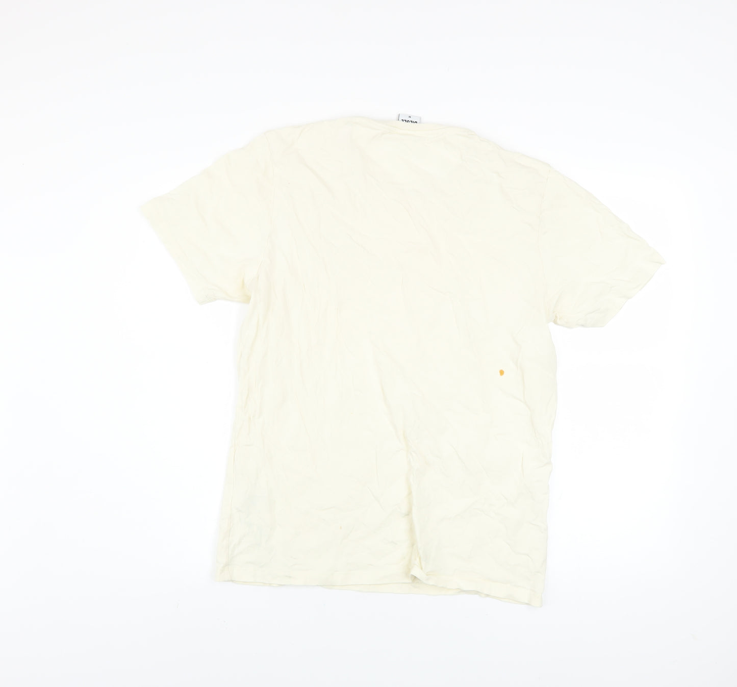 Diesel Men’s Ivory Cotton Logo T-Shirt Size M Short Sleeve Crew Neck