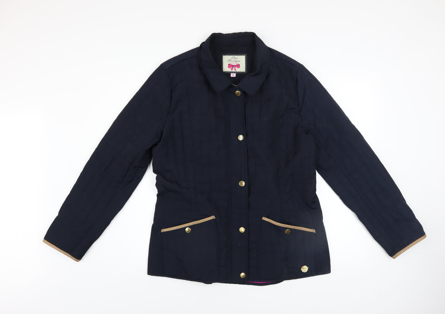 Paco Boutique Women's Blue Quilted Mid-Length Jacket Size 14
