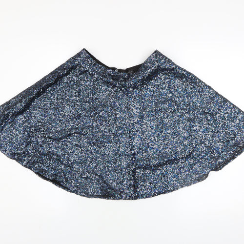 Topshop Women's Black Sequin A-Line Party Skirt Size 10