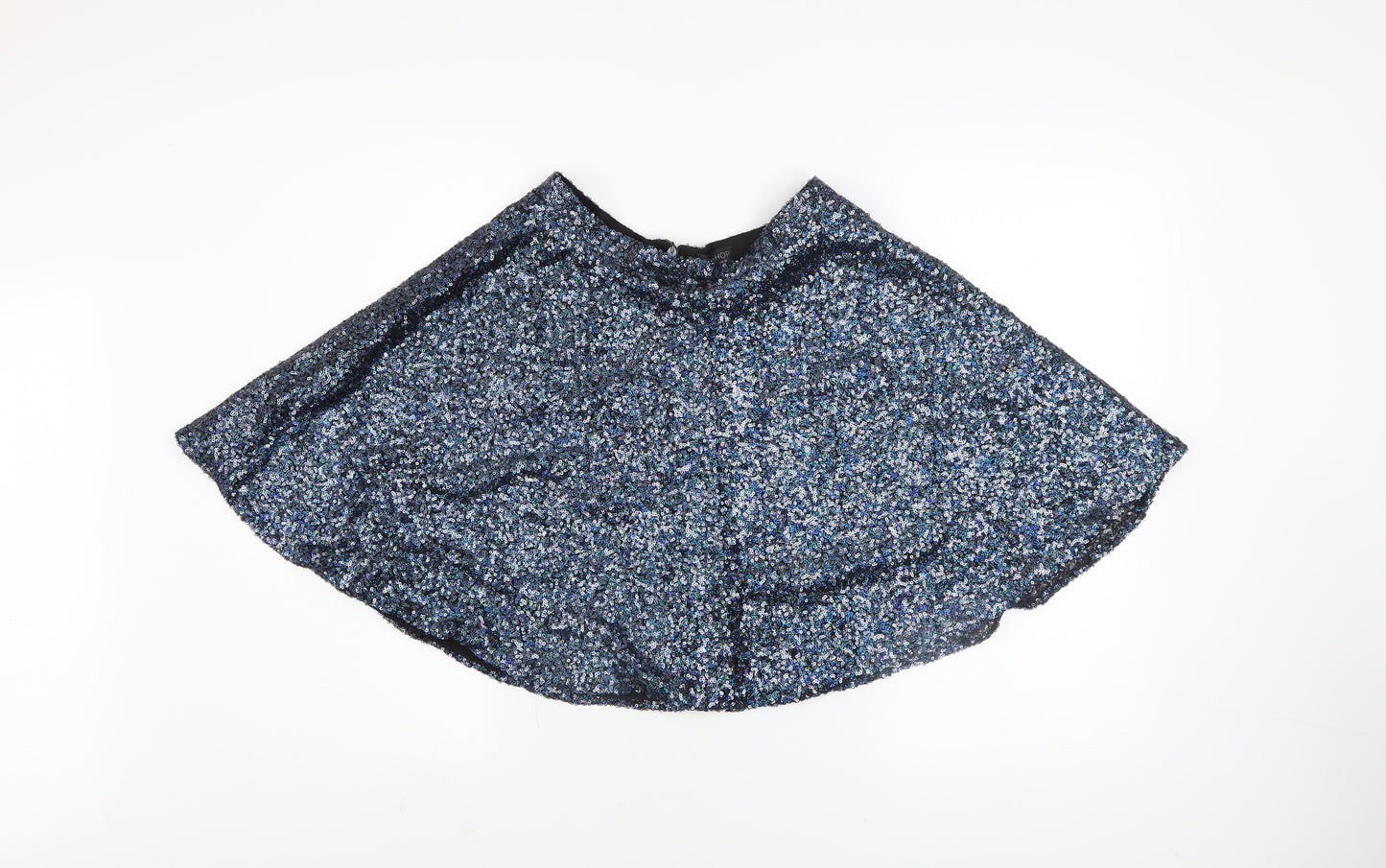 Topshop Women's Black Sequin A-Line Party Skirt Size 10