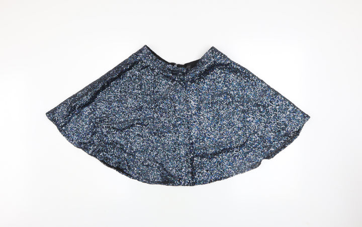 Topshop Women's Black Sequin A-Line Party Skirt Size 10