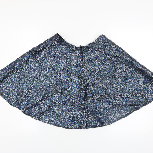 Topshop Women's Black Sequin A-Line Party Skirt Size 10