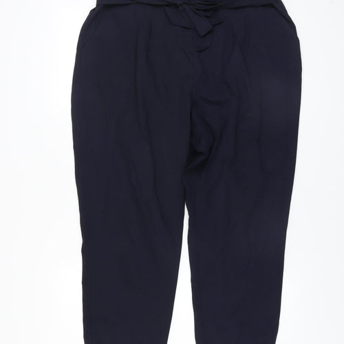 Lipsy Women’s Blue Paperbag High Waist Tapered Trousers Size 18