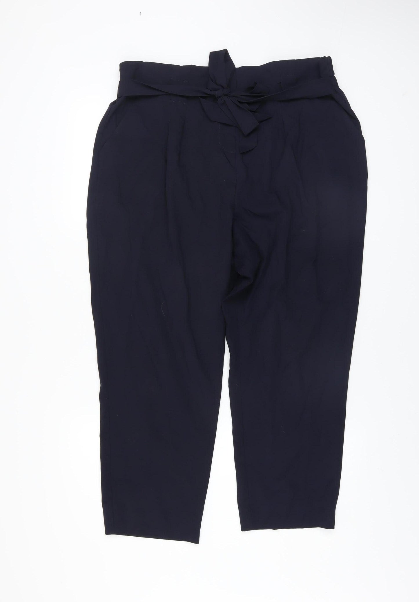 Lipsy Women’s Blue Paperbag High Waist Tapered Trousers Size 18