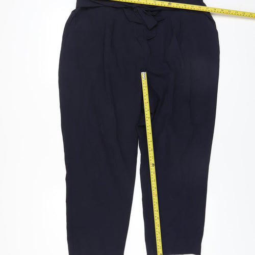 Lipsy Women’s Blue Paperbag High Waist Tapered Trousers Size 18