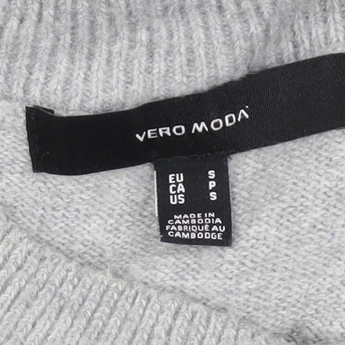 Vero Moda Women's Grey Crew Neck Knit Jumper Size S