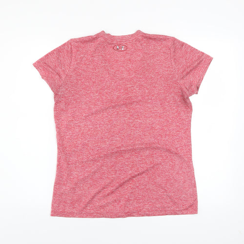 Under Armour Men Red V-Neck Short Sleeve Athletic T-Shirt M