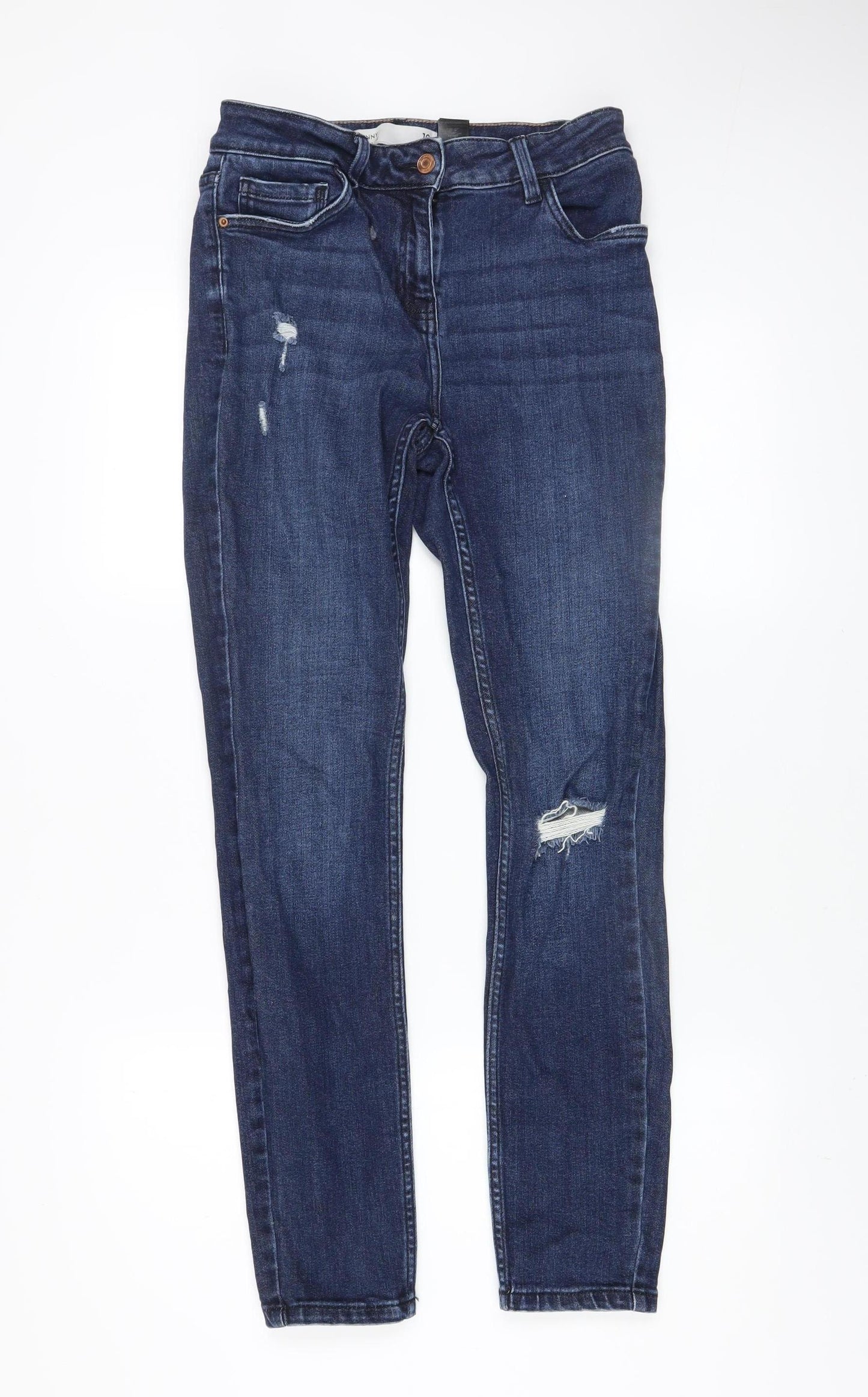 Next Women’s Blue Skinny Jeans Size 10L Tall Distressed Denim