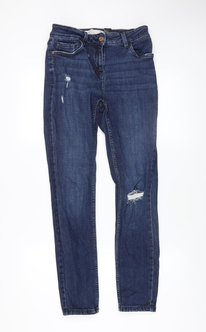 Next Women’s Blue Skinny Jeans Size 10L Tall Distressed Denim