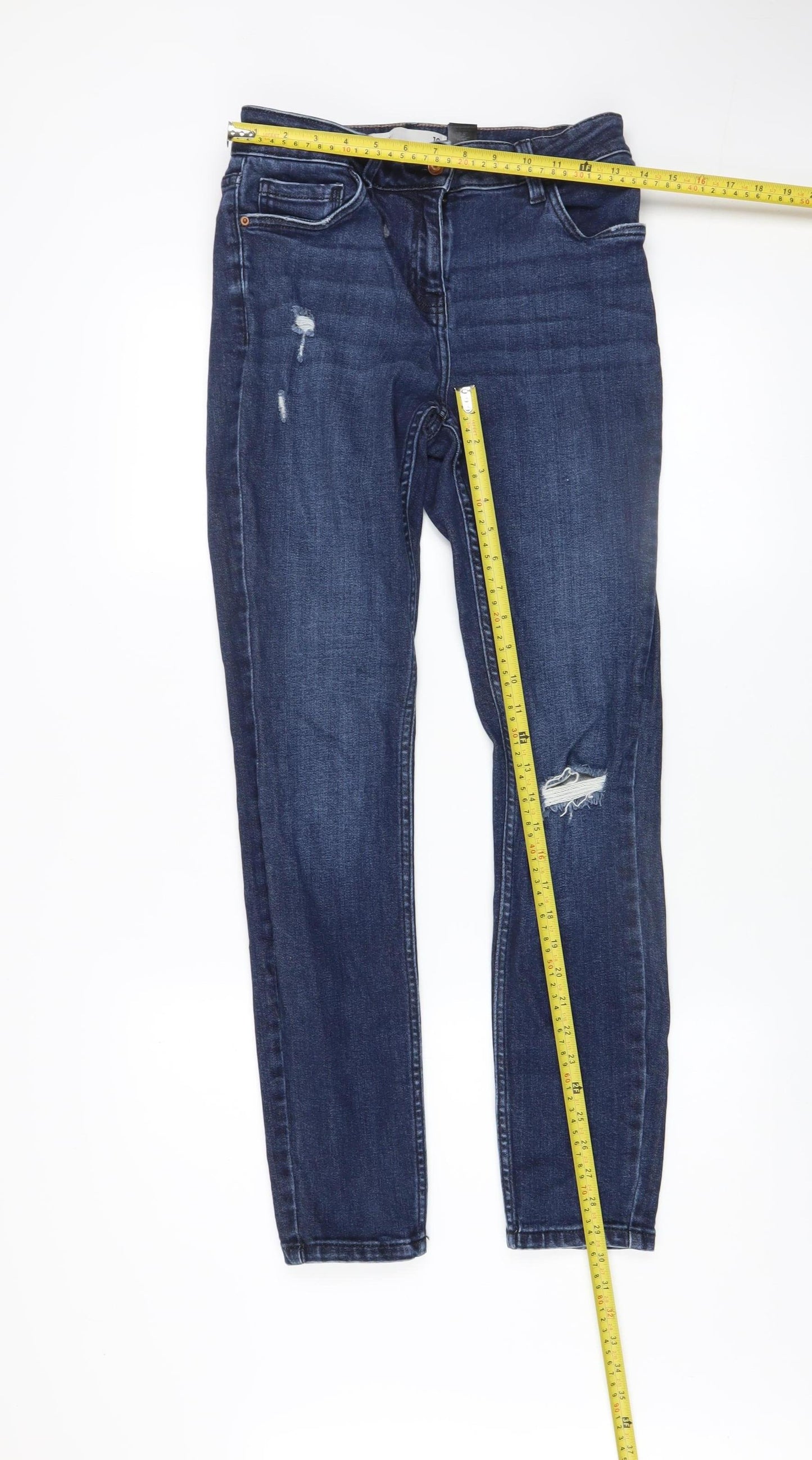 Next Women’s Blue Skinny Jeans Size 10L Tall Distressed Denim