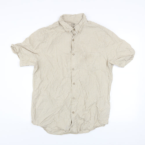 Dunnes Stores Men’s Beige Check Short Sleeve Regular Fit Cotton Shirt L