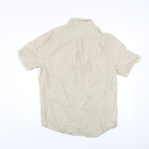 Dunnes Stores Men’s Beige Check Short Sleeve Regular Fit Cotton Shirt L