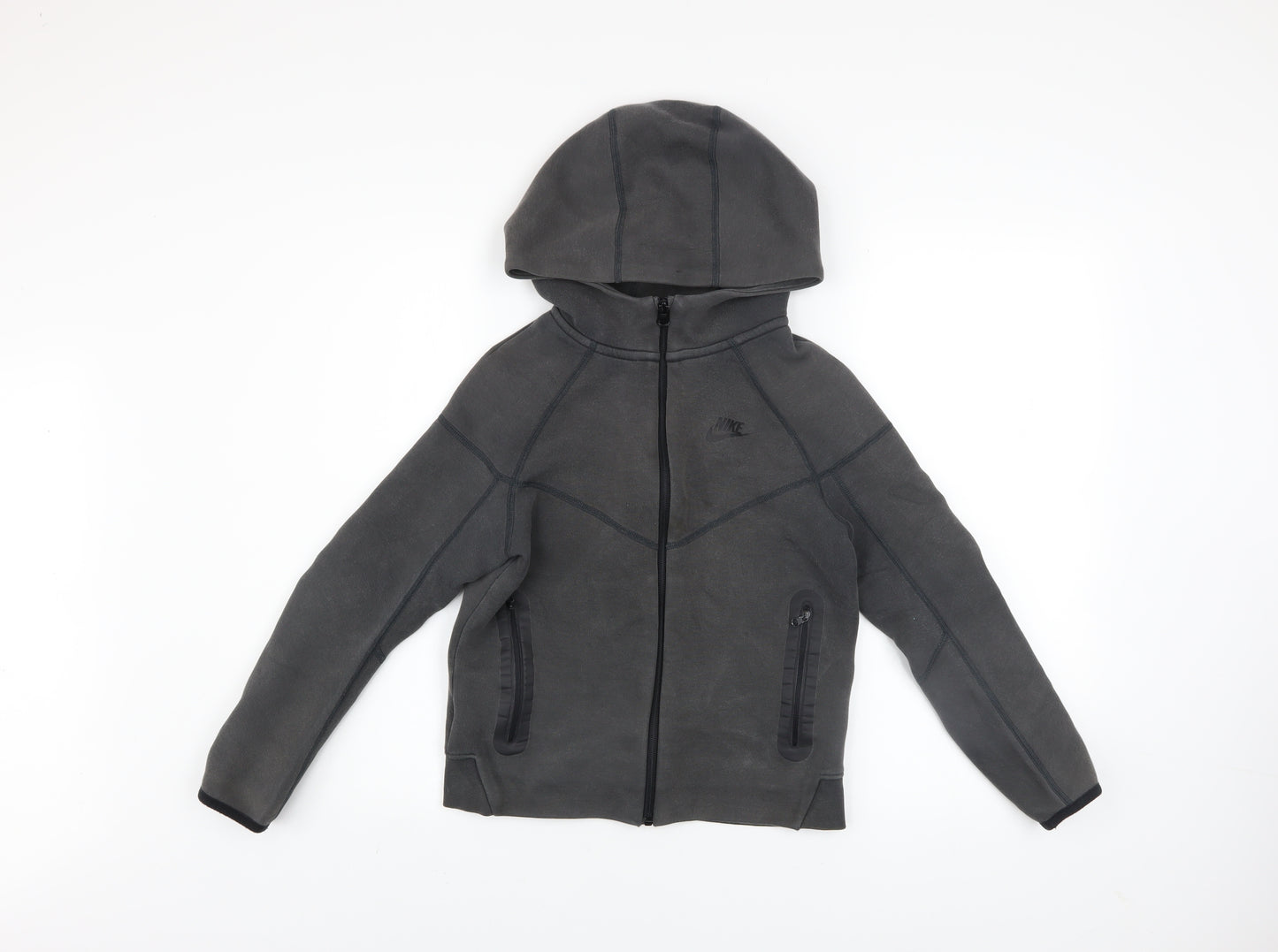 Nike Boys Grey Full Zip Hoodie M 137-147cm Cotton Blend Sportswear