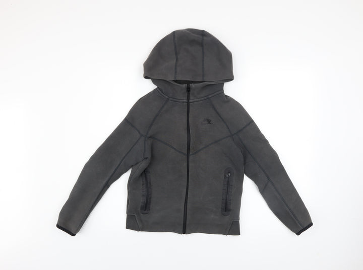 Nike Boys Grey Full Zip Hoodie M 137-147cm Cotton Blend Sportswear