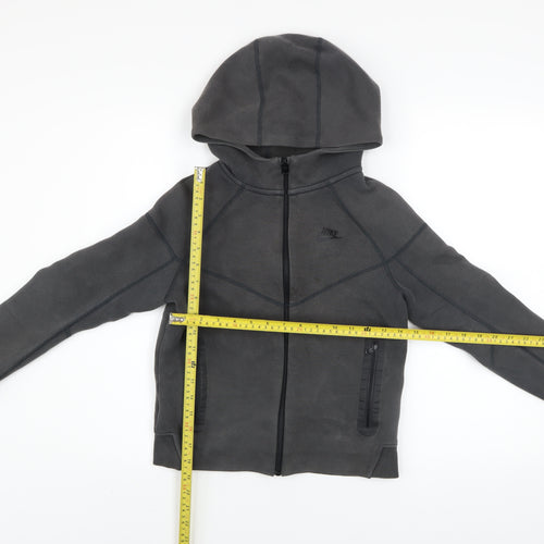 Nike Boys Grey Full Zip Hoodie M 137-147cm Cotton Blend Sportswear