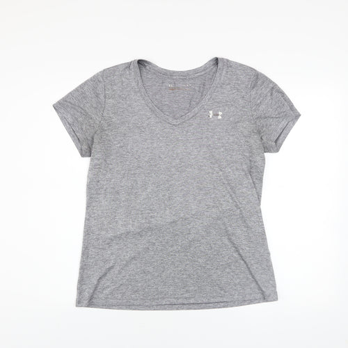 Under Armour Men Grey V-Neck Athletic Fit T-Shirt Size M