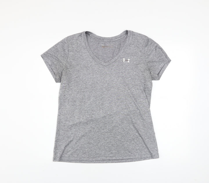 Under Armour Men Grey V-Neck Athletic Fit T-Shirt Size M