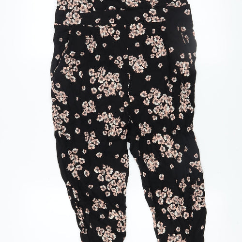 Wallis Women’s Black Floral Sleeveless Tapered Jumpsuit Size 12