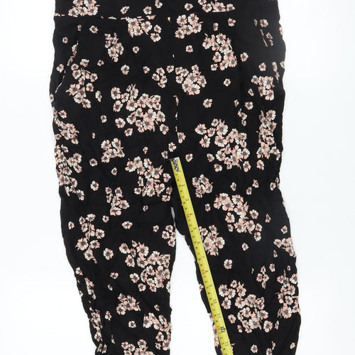 Wallis Women’s Black Floral Sleeveless Tapered Jumpsuit Size 12