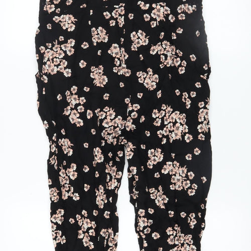 Wallis Women’s Black Floral Sleeveless Tapered Jumpsuit Size 12