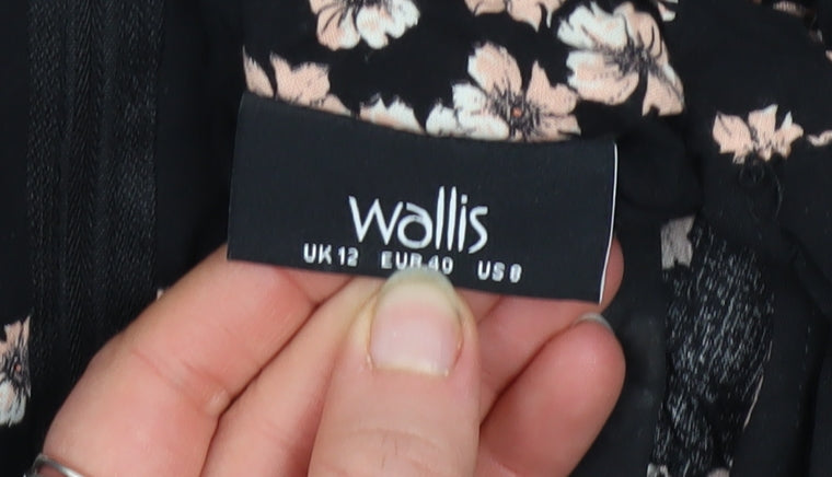 Wallis Women’s Black Floral Sleeveless Tapered Jumpsuit Size 12