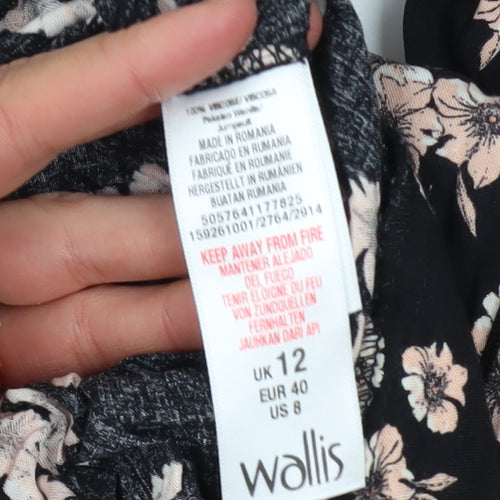 Wallis Women’s Black Floral Sleeveless Tapered Jumpsuit Size 12