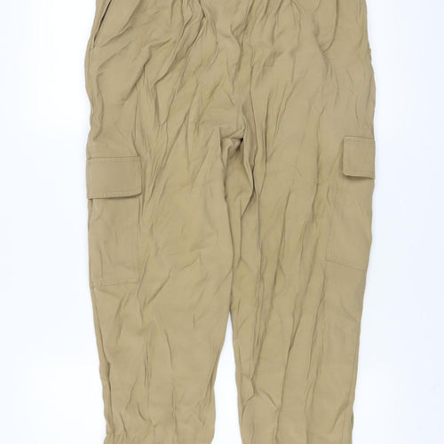 Dunnes Women’s Beige Cargo Belted High Rise Tapered Trousers Size 12