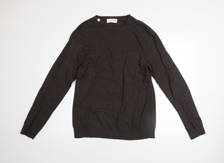 Selected Homme Men's Brown Cotton Crew Neck Jumper Size L