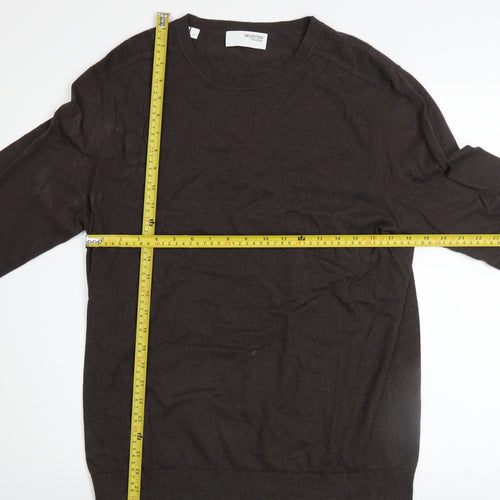 Selected Homme Men's Brown Cotton Crew Neck Jumper Size L