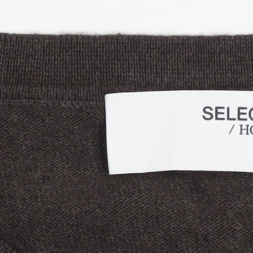 Selected Homme Men's Brown Cotton Crew Neck Jumper Size L