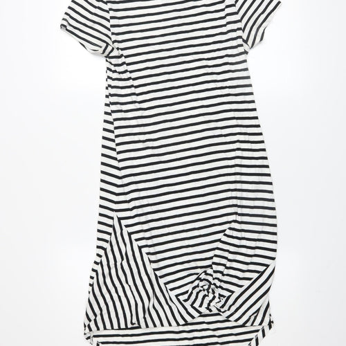 Silent Theory Women's Black Striped T-Shirt Dress Size 8 Casual Jersey