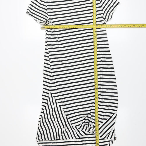 Silent Theory Women's Black Striped T-Shirt Dress Size 8 Casual Jersey