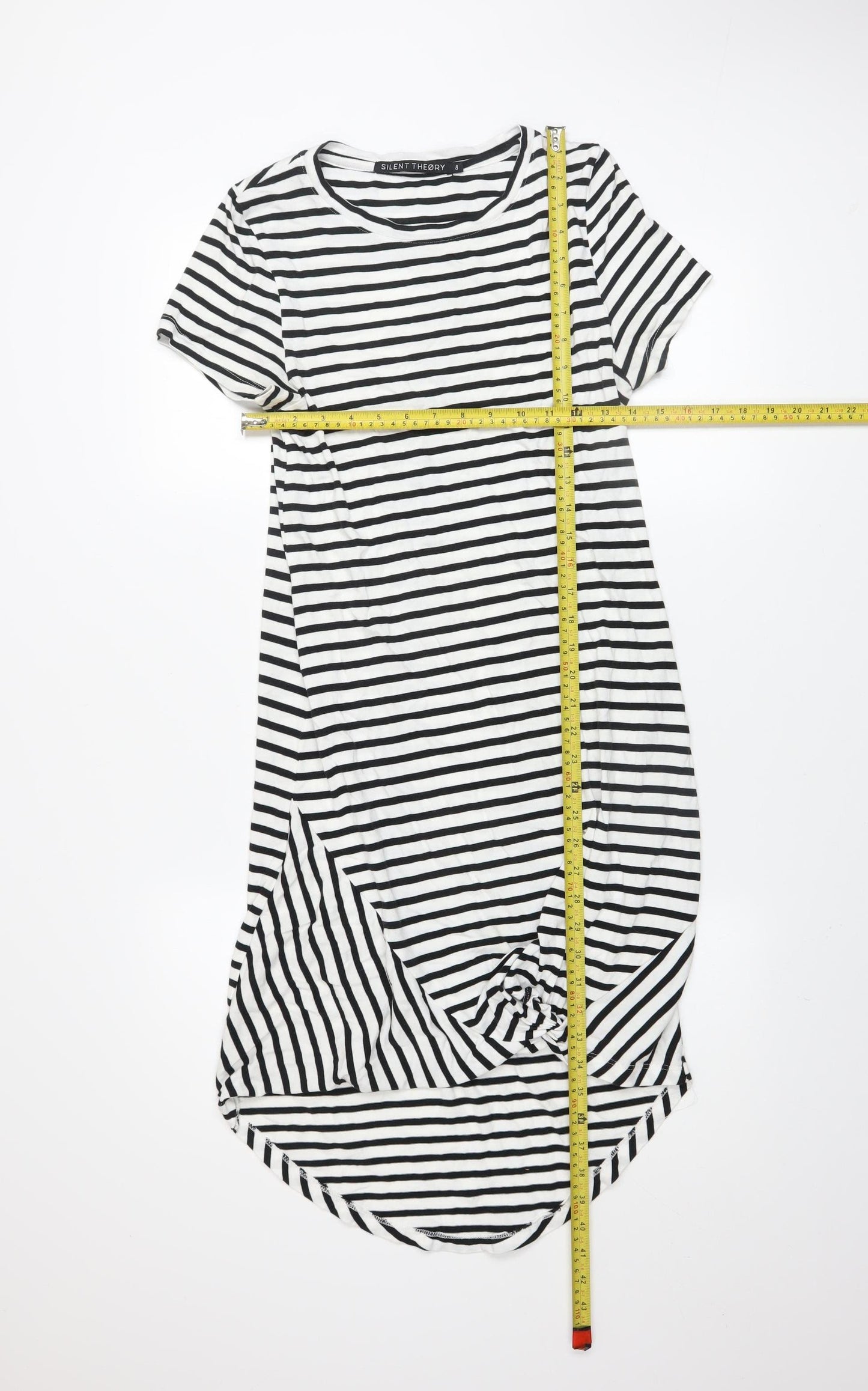 Silent Theory Women's Black Striped T-Shirt Dress Size 8 Casual Jersey